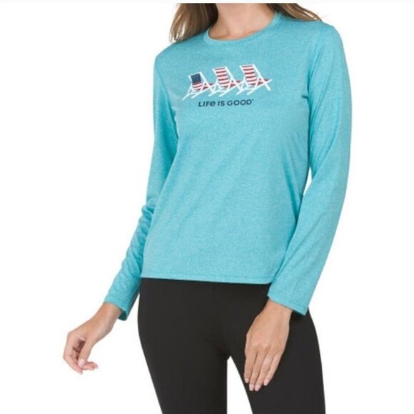 Life Is Good women's XXL long sleeve performance shirt 3 beach chairs Americana - Picture 1 of 9
